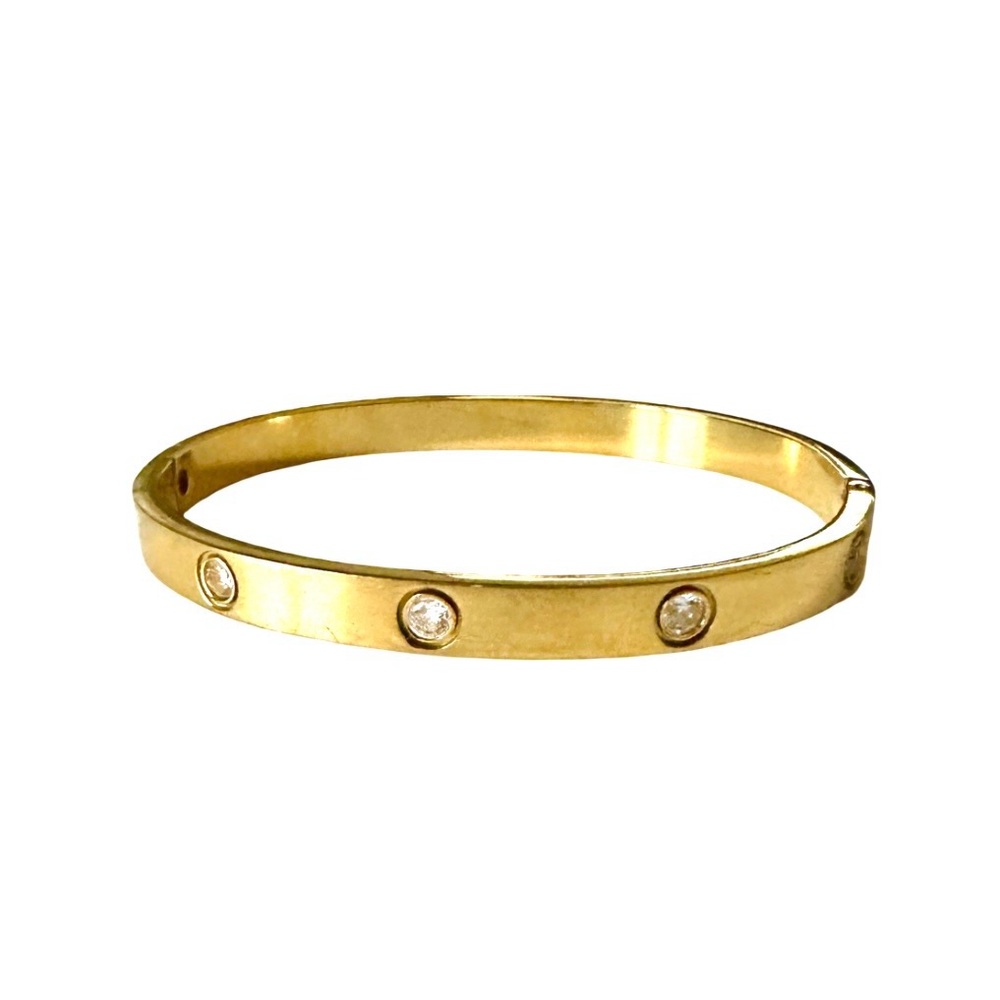⭐️ 5 for $25 Gold Tone Bangle Bracelet with Glass Crystals - Picture 3 of 6